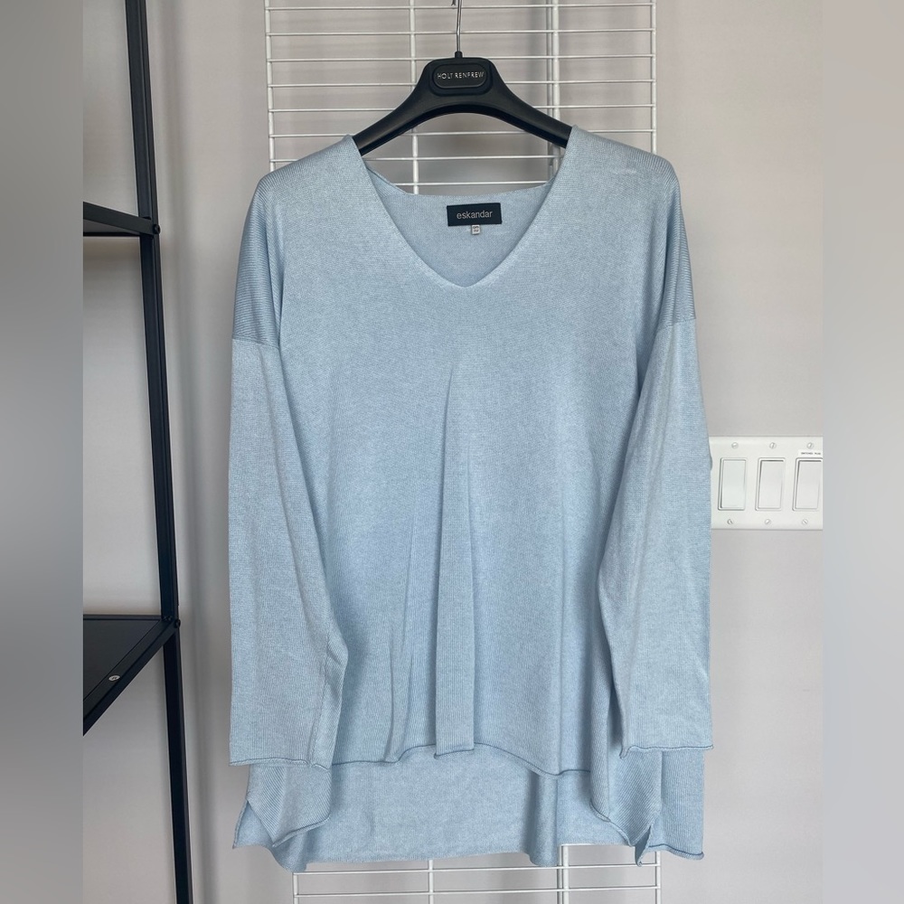 Eskandar Blue Pullover Sweater One size